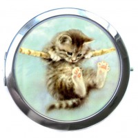 Карманное зеркальце Котёнок на веточке