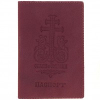 Обложка для паспорта Mолитва, кожа_violet